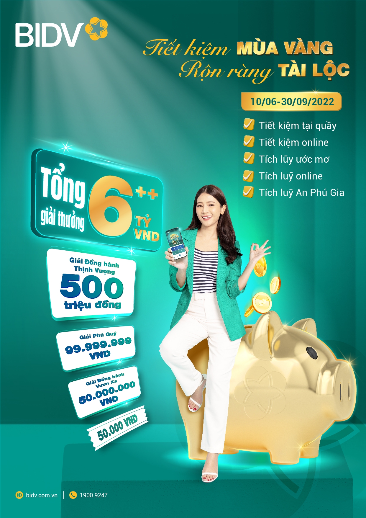 Cơ hội trúng thưởng 500 triệu đồng khi gửi tiền tại BIDV