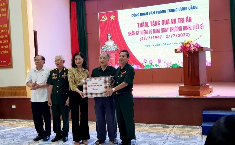 Công đoàn Văn phòng Trung ương Đảng thăm, tặng quà các thương binh