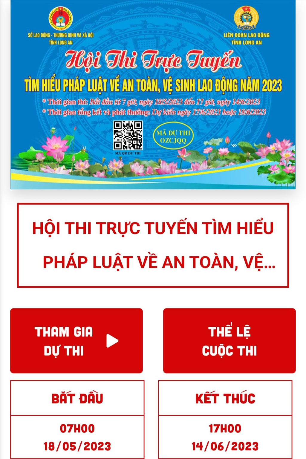 Hội thi trực tuyến tìm hiểu pháp luật về An toàn, vệ sinh lao động
