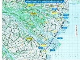 Sơ đồ hướng tuyến dự án đường ven biển Bến Tre. Sơ đồ hướng tuyến dự án đường ven biển Bến Tre.