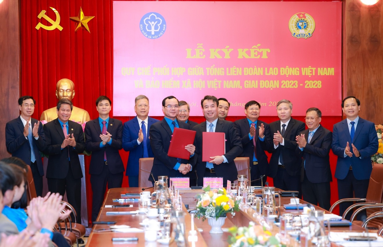 Tổng LĐLĐ Việt Nam ký kết Quy chế phối hợp với BHXH Việt Nam giai đoạn 2023 - 2028 Tổng LĐLĐ Việt Nam ký kết Quy chế phối hợp với BHXH Việt Nam giai đoạn 2023 - 2028