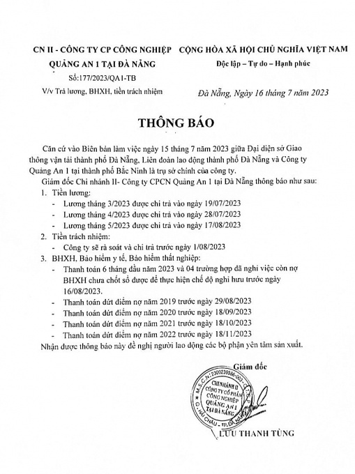 Bài 16: Quảng An 1 đưa ra lộ trình thanh toán nợ bảo hiểm xã hội cho NLĐ