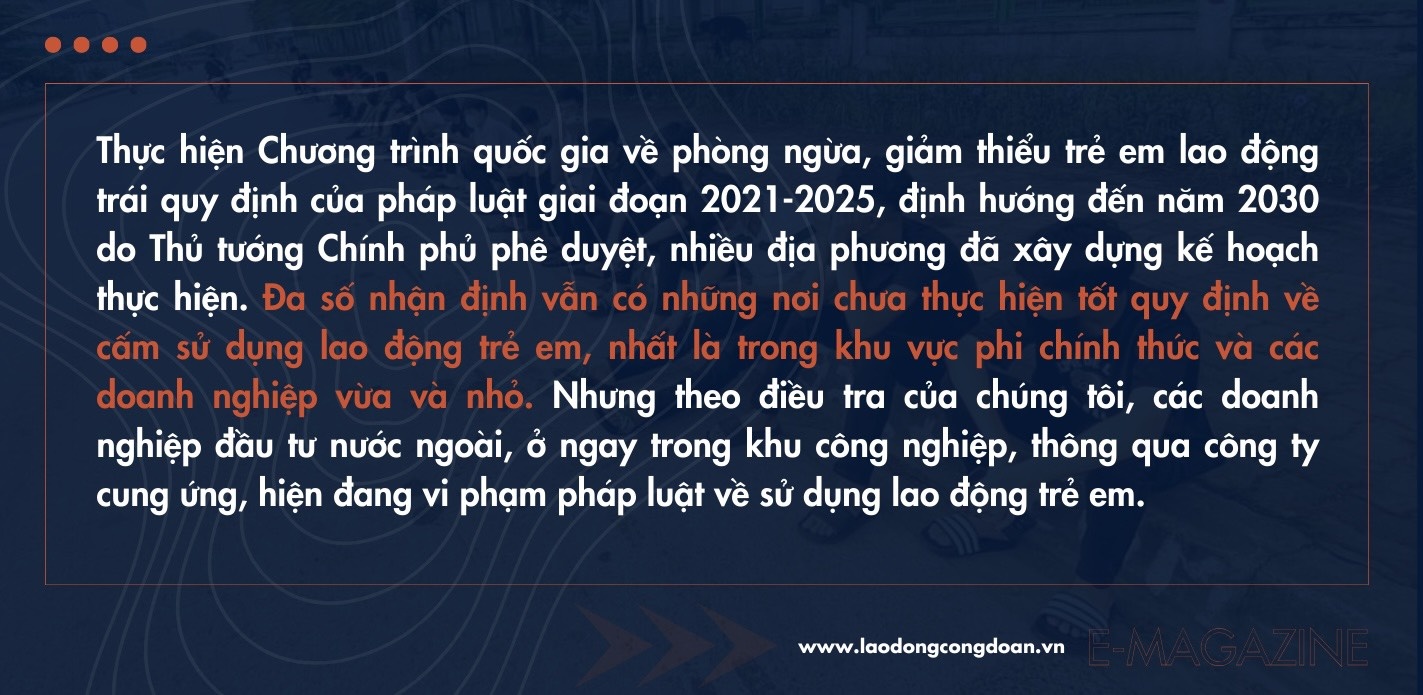 Bóc lột sức lao động trẻ chưa thành niên: Góc khuất ở “thủ phủ" thu hút đầu tư Bóc lột sức lao động trẻ chưa thành niên: Góc khuất ở “thủ phủ" thu hút đầu tư