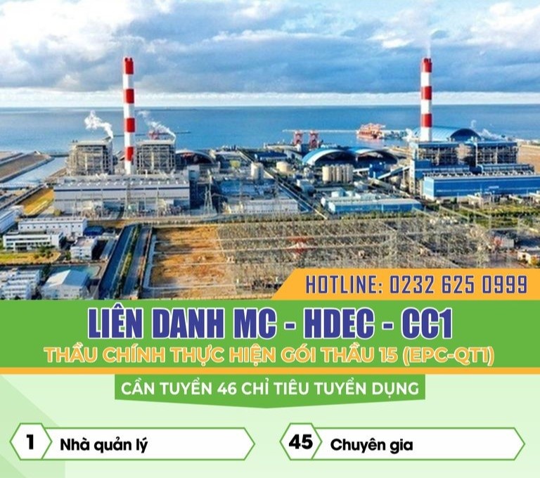 Quảng Bình: Liên danh MC-HDEC-CC1 có nhu cầu tuyển dụng với mức lương từ 60 triệu đồng Quảng Bình: Liên danh MC-HDEC-CC1 có nhu cầu tuyển dụng với mức lương từ 60 triệu đồng