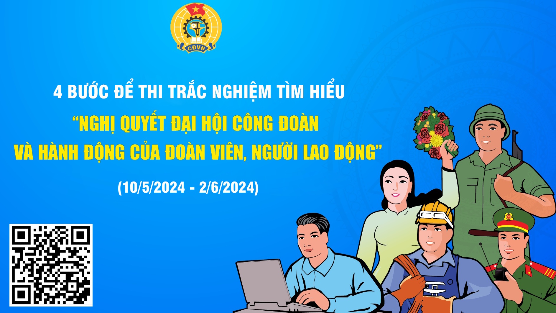 4 bước để thi trắc nghiệm tìm hiểu "Nghị quyết Đại hội Công đoàn"