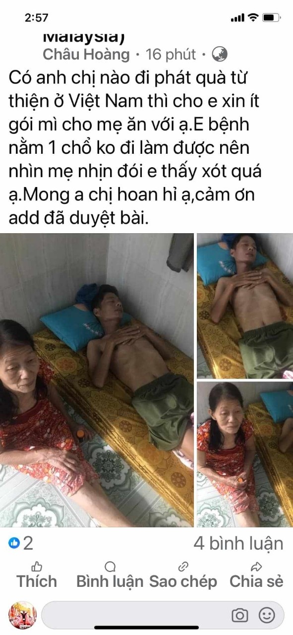 Câu chuyện người công nhân suy kiệt lên mạng xin mì tôm nuôi mẹ Câu chuyện người công nhân suy kiệt lên mạng xin mì tôm nuôi mẹ