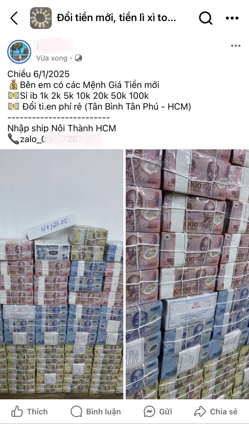 Dịch vụ “đổi tiền lì xì Tết” trên mạng xã hội: Cảnh báo rủi ro lừa đảo