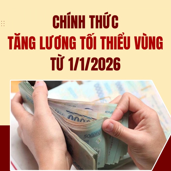 [Infographic] Lương tối thiểu vùng từ 1.1.2026 tăng ra sao?