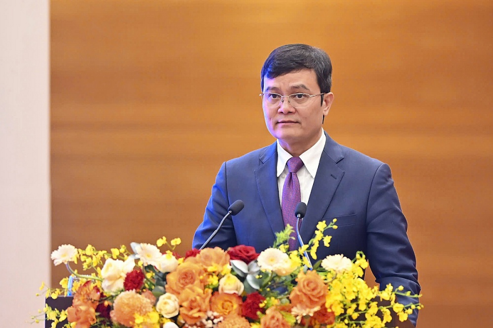 Anh Bùi Quang Huy, Bí thư thứ nhất Trung ương Đoàn phát biểu tại Đại hội. Ảnh: Linh Phan