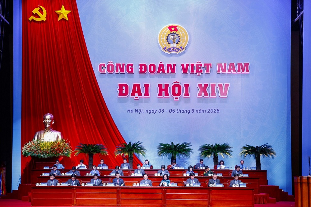 Phiên làm việc thứ nhất của Đại hội Công đoàn Việt Nam lần thứ XIV, nhiệm kỳ 2026 - 2031. Ảnh: Quang Vinh