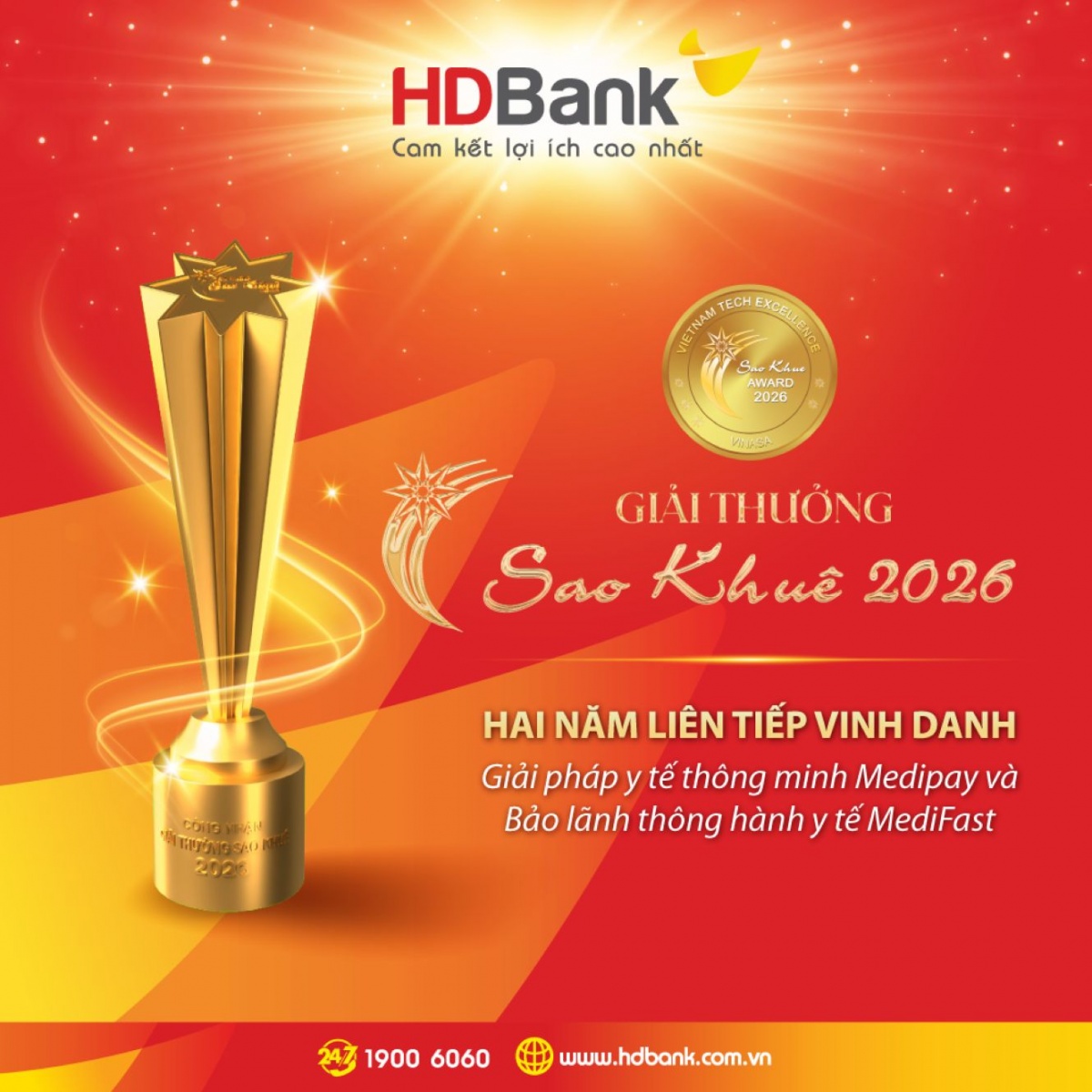MediPay và MediFast của HDBank xuất sắc vượt qua nhiều đề cử để được vinh danh là giải pháp tối ưu nhất ở hạng mục Công nghệ tài chính (Fintech). Ảnh: HDBank