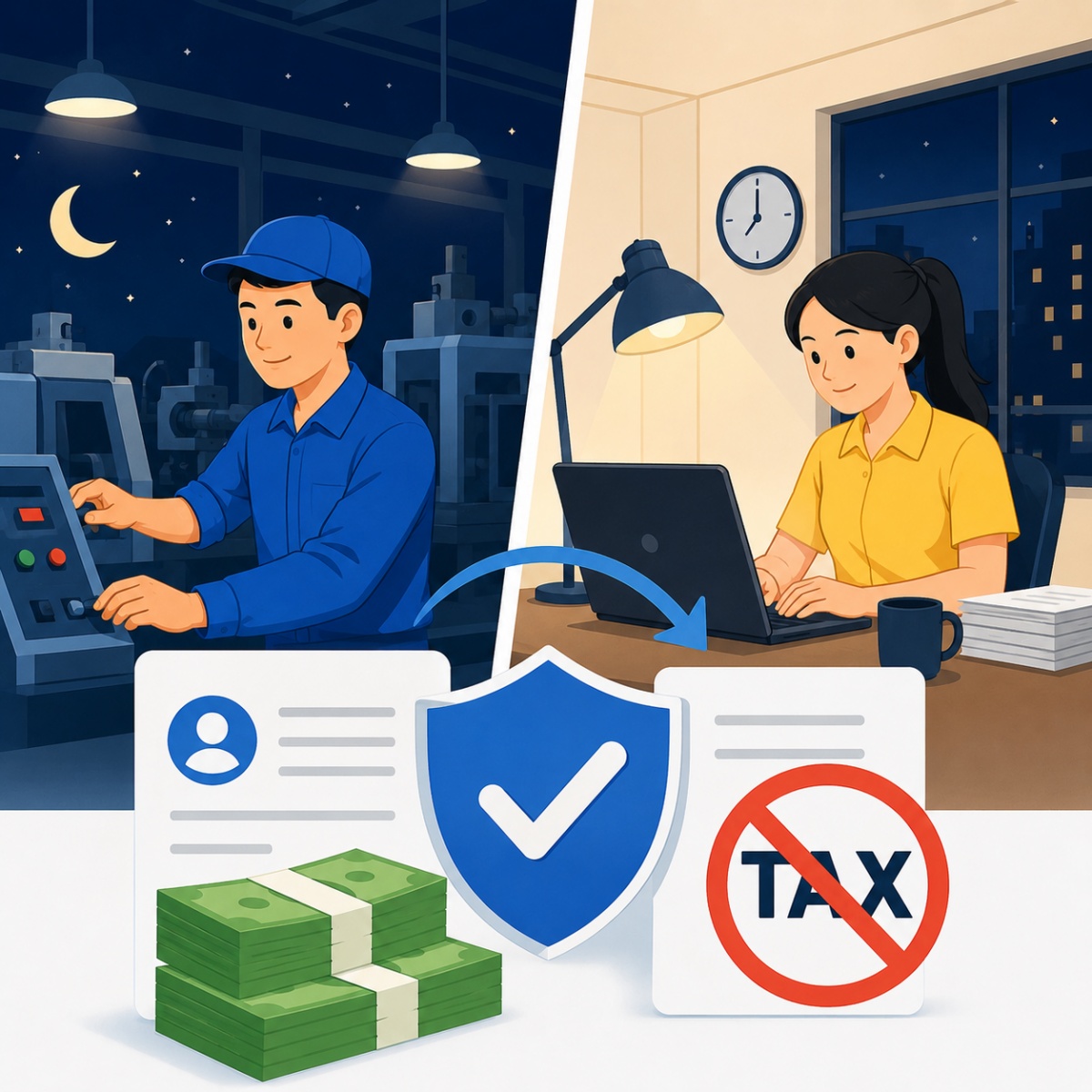 Từ ngày 1.7, tiền lương làm đêm, làm thêm giờ được miễn thuế thu nhập cá nhân