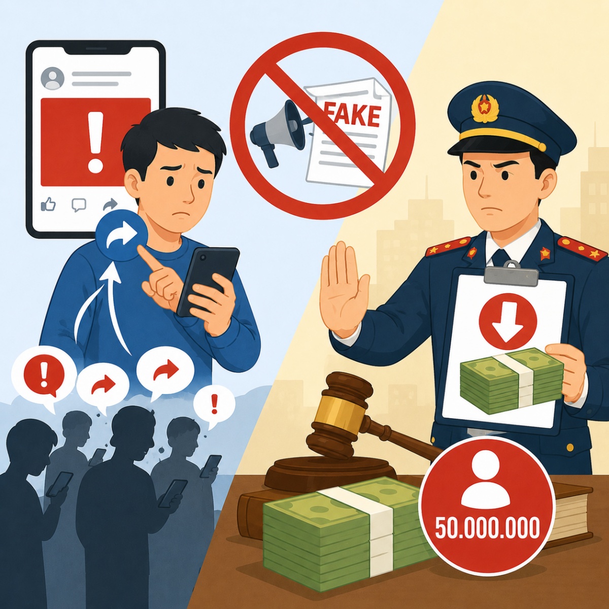 Chia sẻ thông tin giả mạo, sai sự thật trên mạng xã hội có thể bị phạt đến 50 triệu đồng