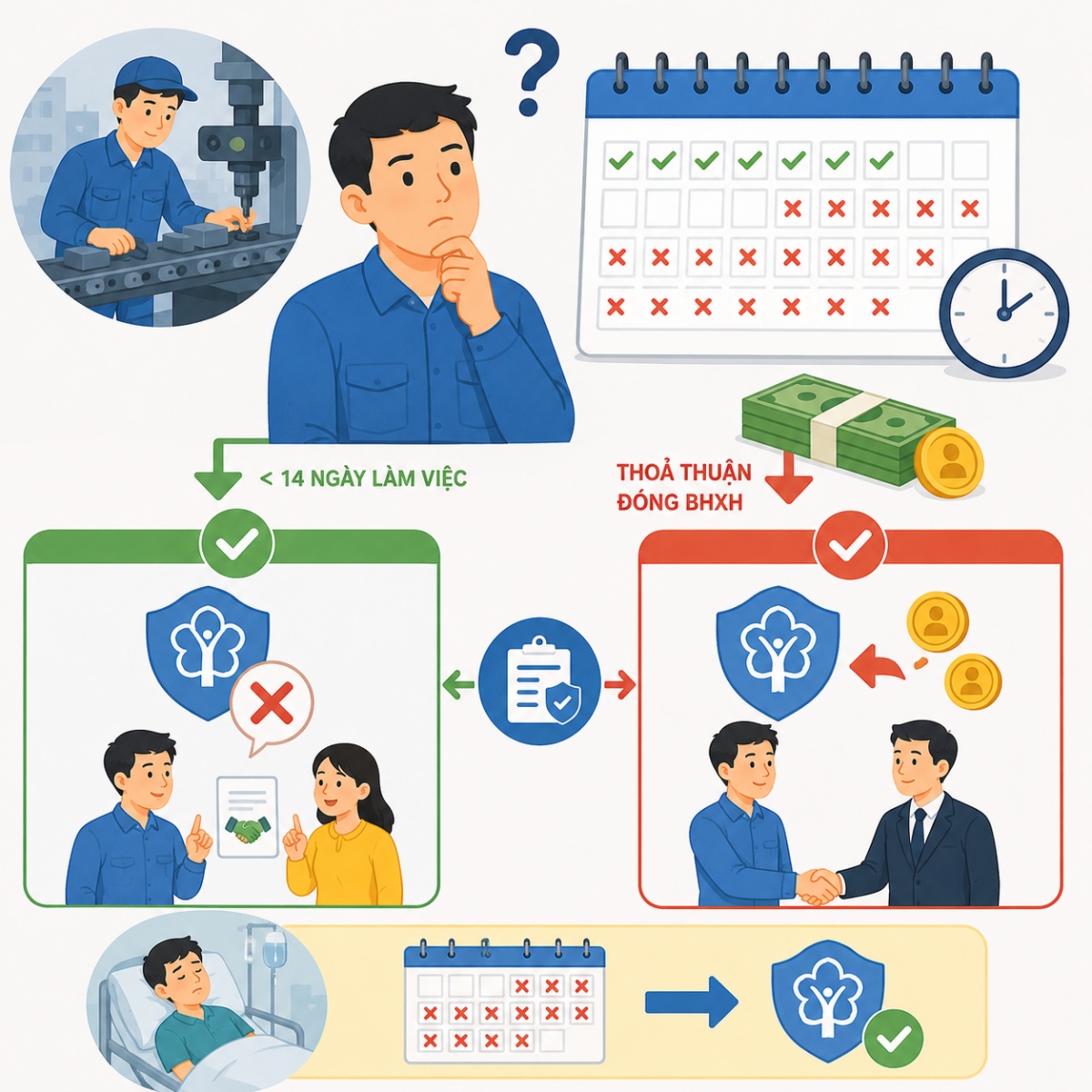 Làm việc dưới 14 ngày trong tháng có phải đóng bảo hiểm xã hội?