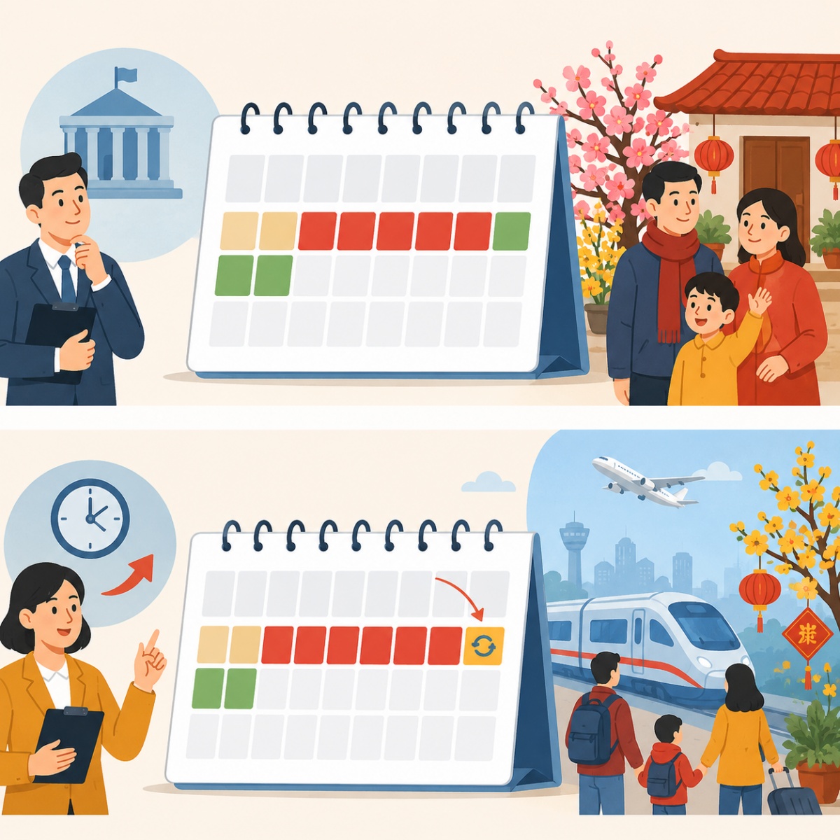 Bộ Nội vụ đề xuất 2 phương án nghỉ Tết Nguyên đán 2027, tối đa 10 ngày liên tiếp