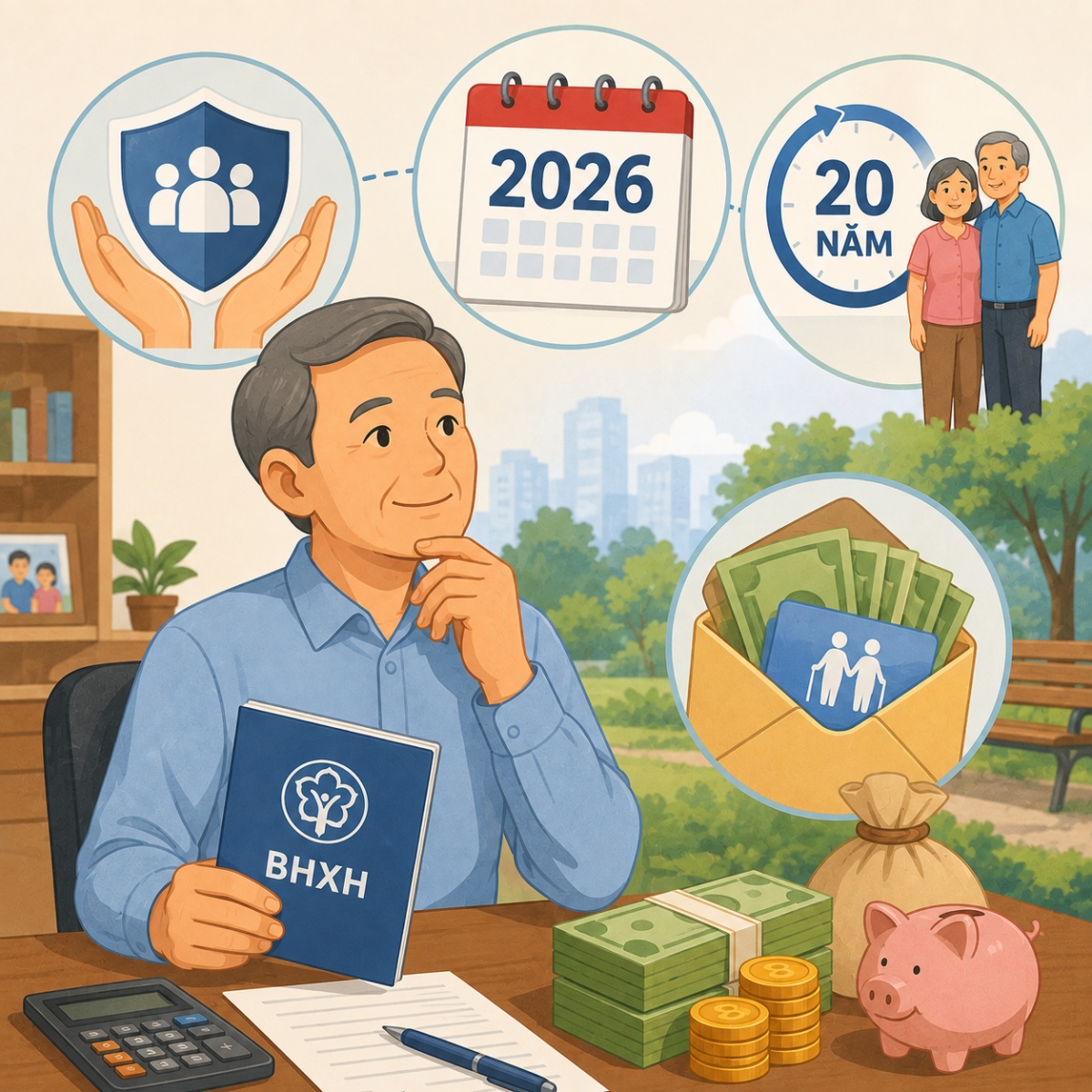 Đóng đủ BHXH 20 năm, nghỉ hưu năm 2026, lương hưu mỗi tháng nhận bao nhiêu?