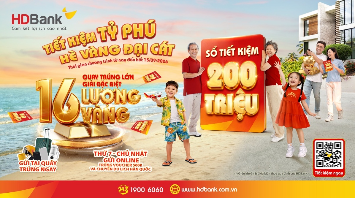 Đếm ngược đến 15/9: 26 lượng vàng SJC chờ chủ nhân gửi tiết kiệm tại HDBank