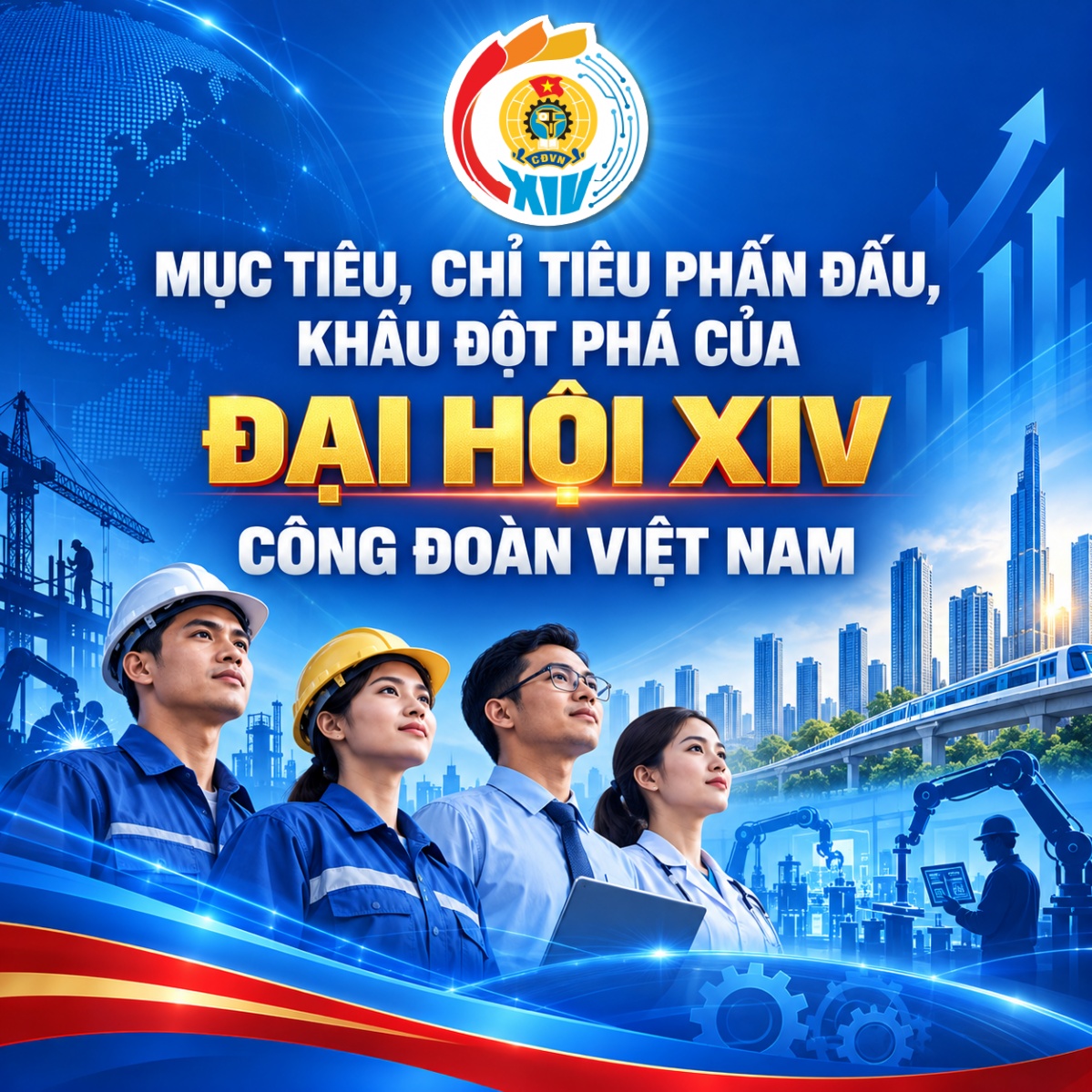 Mục tiêu, chỉ tiêu phấn đấu, khâu đột phá của Đại hội XIV Công đoàn Việt Nam