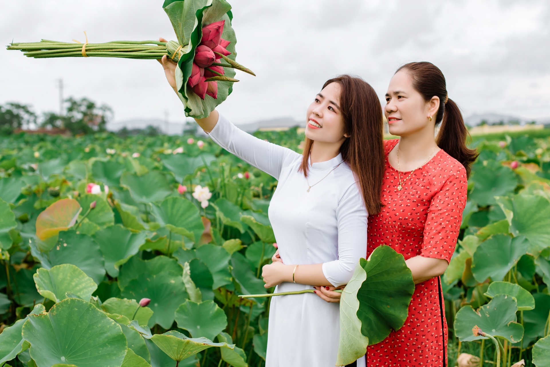 Ngắm vẻ đẹp dịu dàng bên hoa sen của thí sinh 