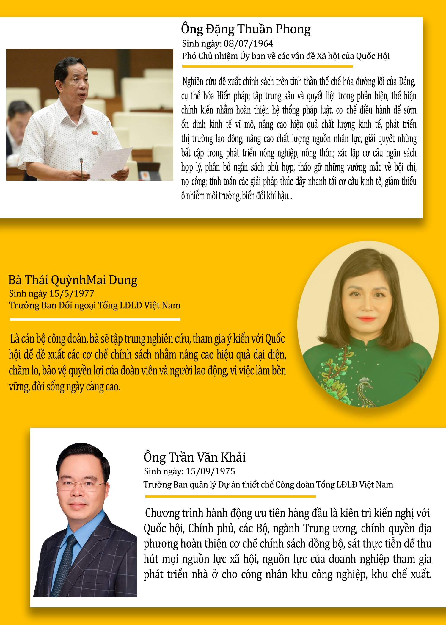 12 cán bộ công đoàn trúng cử ĐBQH và hoạt động hướng về Công nhân - Công đoàn 12 cán bộ công đoàn trúng cử ĐBQH và hoạt động hướng về Công nhân - Công đoàn