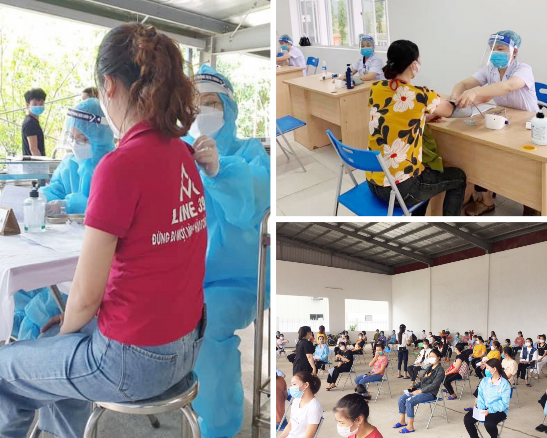 Công nhân Nghệ An phấn khởi khi được tiêm vắc xin Công nhân Nghệ An phấn khởi khi được tiêm vắc xin