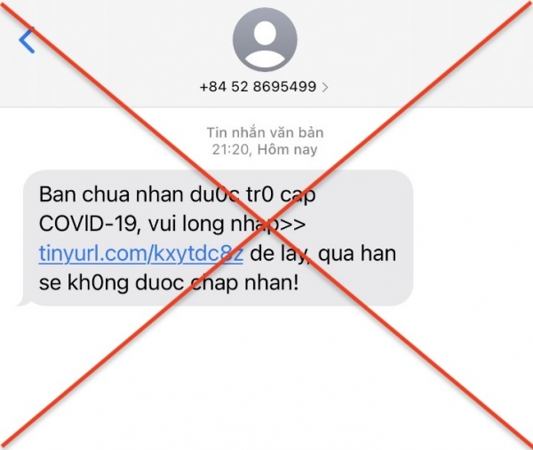 Cảnh giác khi nhận được tin nhắn lừa đảo thông báo về việc nhận trợ cấp Covid-19 Cảnh giác khi nhận được tin nhắn lừa đảo thông báo về việc nhận trợ cấp Covid-19