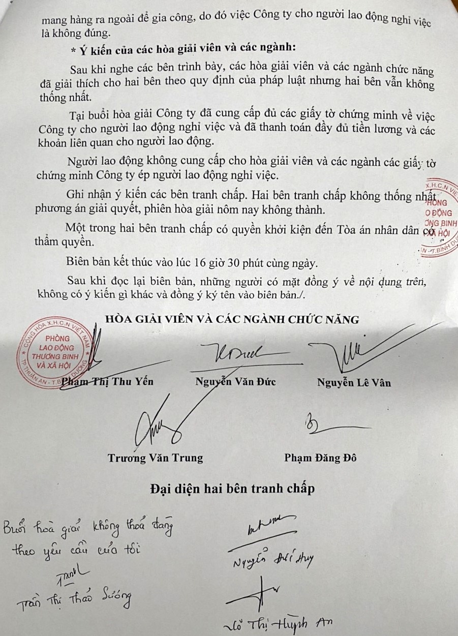 Vụ Công ty Green Vina, bài 4: Công nhân tố bị công ty đuổi việc trái pháp luật Vụ Công ty Green Vina, bài 4: Công nhân tố bị công ty đuổi việc trái pháp luật