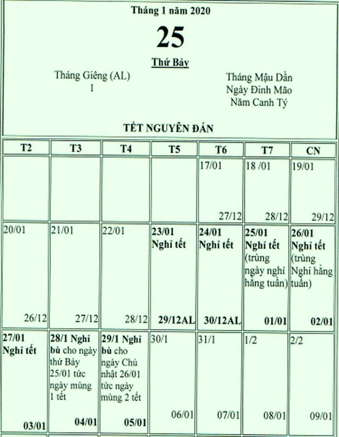 Thủ tướng chốt phương án nghỉ Tết Nguyên đán năm 2020