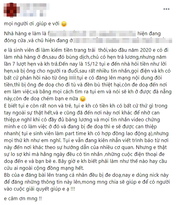 Vụ nhà hàng quỵt lượng nhân viên: “Người lao động không có hợp đồng vẫn đòi được lương” Vụ nhà hàng quỵt lượng nhân viên: “Người lao động không có hợp đồng vẫn đòi được lương”