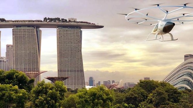 Người dân Singapore lần đầu tiên được chứng kiến ‘taxi bay’ 18 cánh quạt
