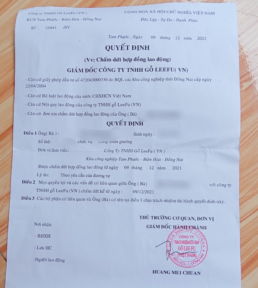 Công nhân Công ty Lee Fu bị mất việc làm đã nhờ Công đoàn hỗ trợ pháp lý Công nhân Công ty Lee Fu bị mất việc làm đã nhờ Công đoàn hỗ trợ pháp lý