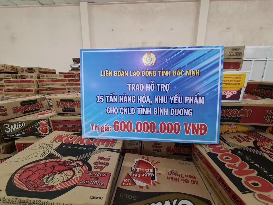 Cán bộ Công đoàn Bình Dương không ngại vất vả hỗ trợ nhu yếu phẩm cho người lao động