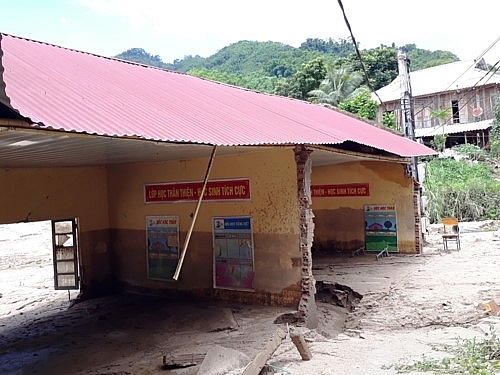 thanh hoa sau lu quet nhieu hoc sinh phai hoc tam nha van hoa nha dan