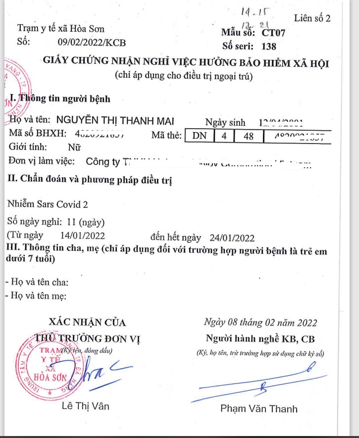 Đà Nẵng: F0 điều trị tại nhà cần làm Giấy chứng nhận nghỉ việc hưởng BHXH do TTYT cấp.