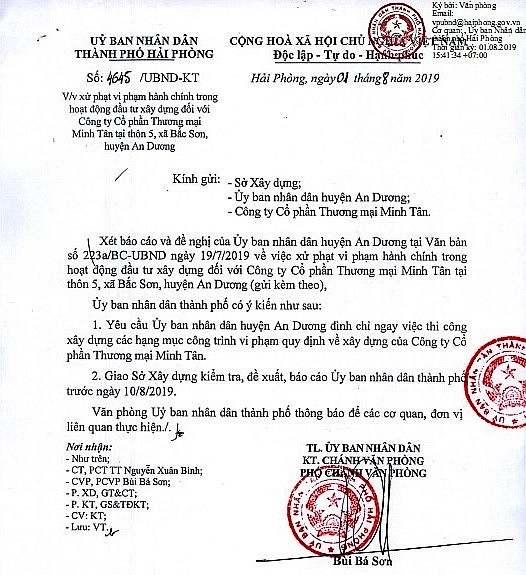 vu sap gian giao cay xang o hai phong cong ty minh tan phot lo yeu cau dung xay dung